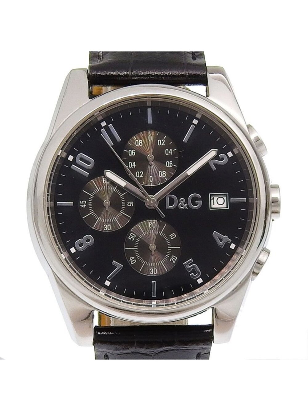 Dolce & Gabbana Sandpiper Stainless Steel Embossed Leather Quartz Chronograph